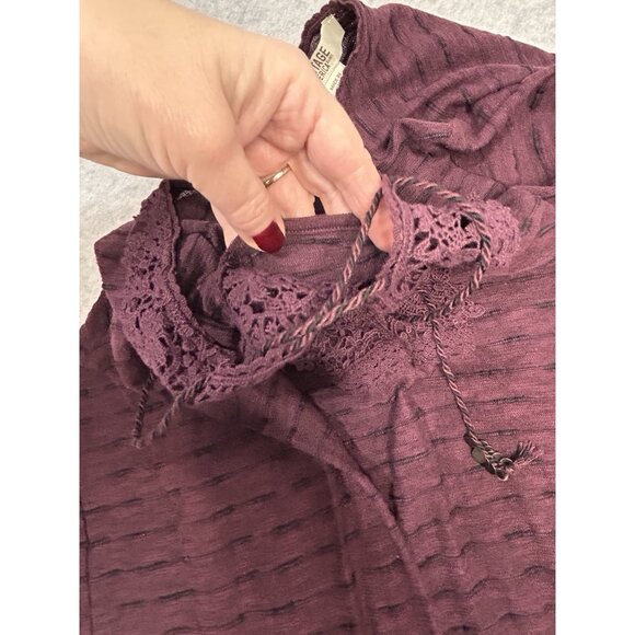 Vintage America Blues Purple Textured Knit Lace-Up Tunic Top Women’s Large - Picture 13 of 14